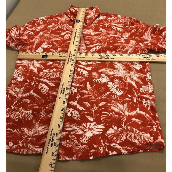 H&M US CA Women Petite Small Vintage Hawaiian Orange Print Bottom Up Shirt - Picture 13 of 13